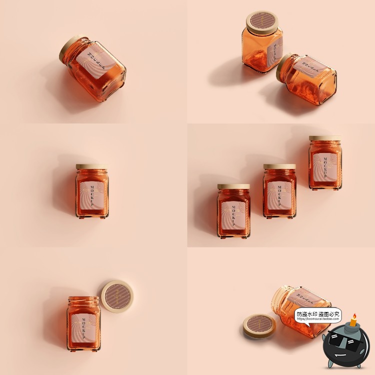图片[9]-玻璃罐蜂蜜琥珀色密封多规格透明瓶展示贴图PSD模板样机集PS素材-设计猿
