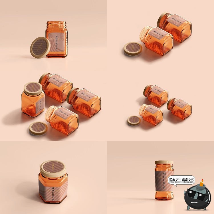 图片[10]-玻璃罐蜂蜜琥珀色密封多规格透明瓶展示贴图PSD模板样机集PS素材-设计猿