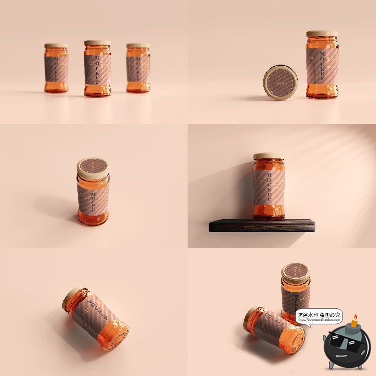 图片[11]-玻璃罐蜂蜜琥珀色密封多规格透明瓶展示贴图PSD模板样机集PS素材-设计猿