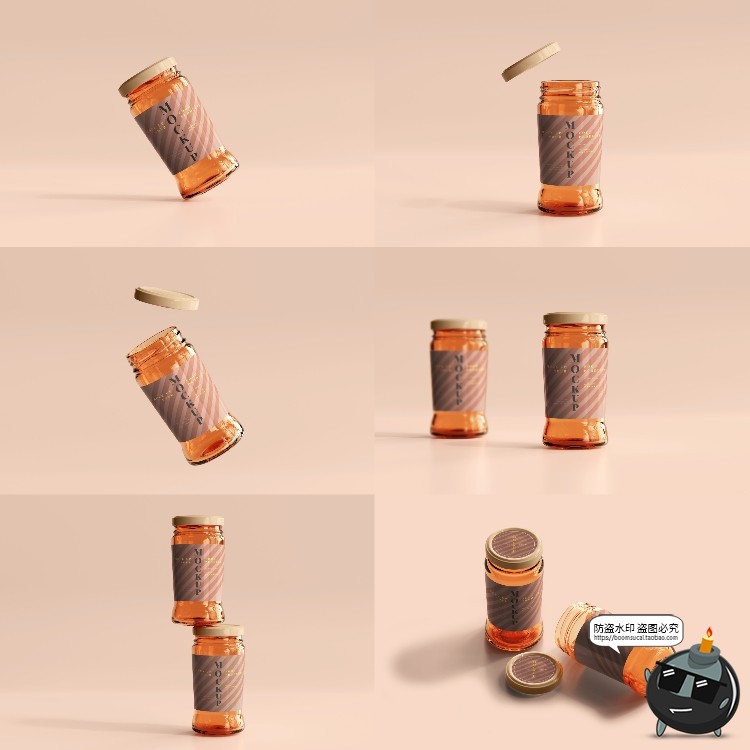 图片[12]-玻璃罐蜂蜜琥珀色密封多规格透明瓶展示贴图PSD模板样机集PS素材-设计猿