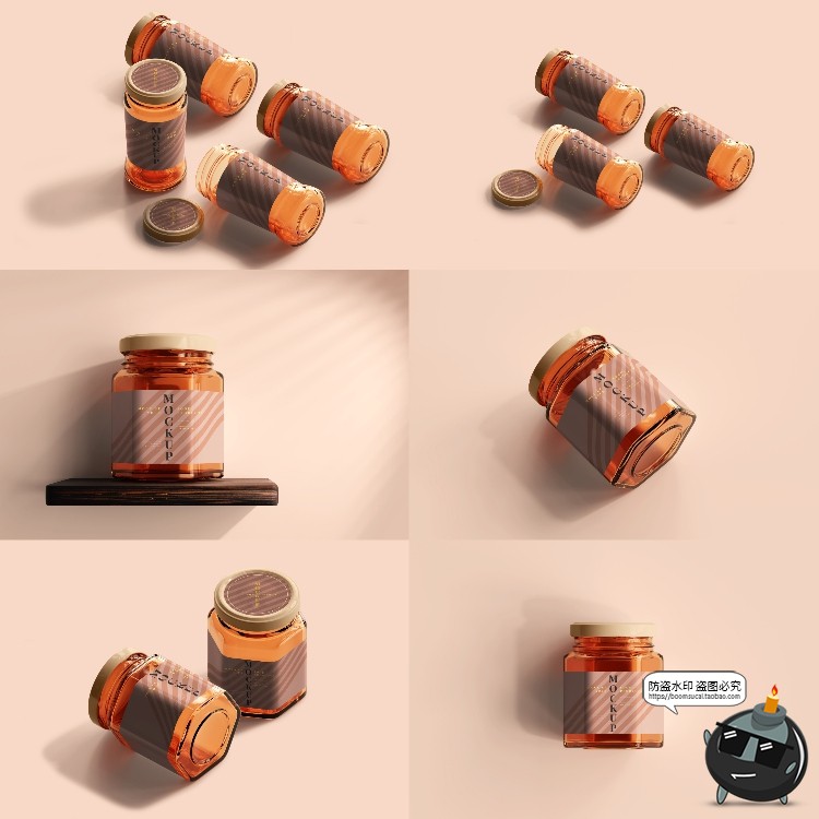 图片[15]-玻璃罐蜂蜜琥珀色密封多规格透明瓶展示贴图PSD模板样机集PS素材-设计猿