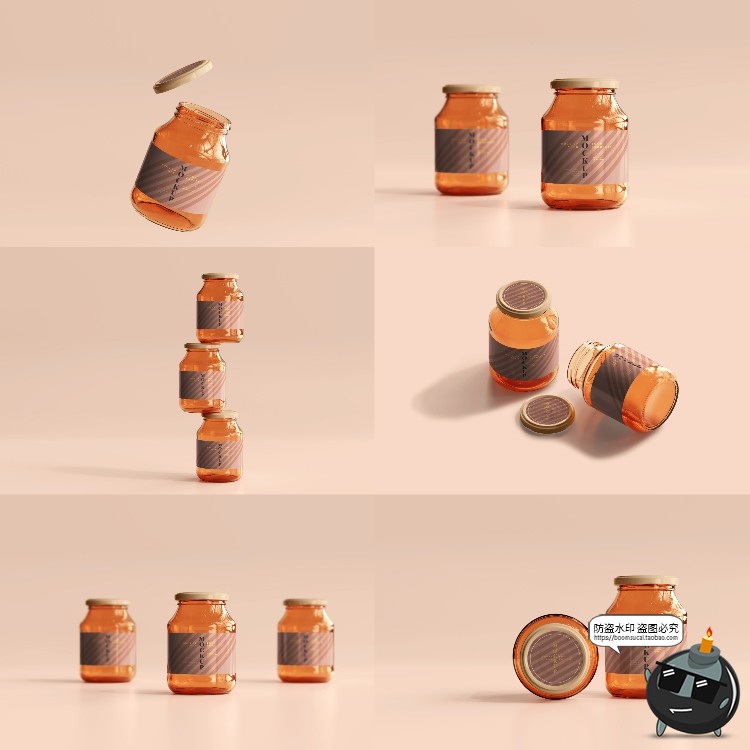 图片[16]-玻璃罐蜂蜜琥珀色密封多规格透明瓶展示贴图PSD模板样机集PS素材-设计猿
