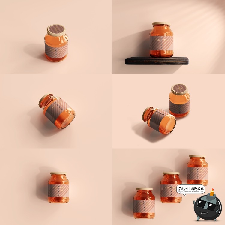 图片[18]-玻璃罐蜂蜜琥珀色密封多规格透明瓶展示贴图PSD模板样机集PS素材-设计猿