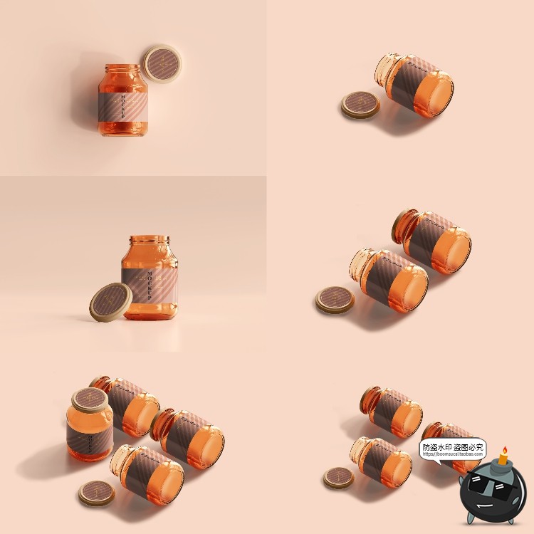 图片[19]-玻璃罐蜂蜜琥珀色密封多规格透明瓶展示贴图PSD模板样机集PS素材-设计猿