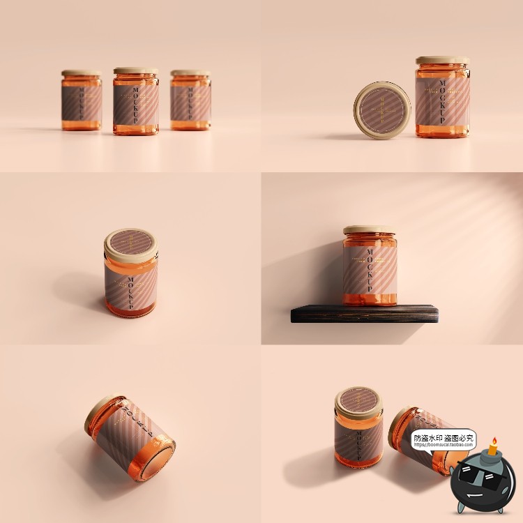 图片[24]-玻璃罐蜂蜜琥珀色密封多规格透明瓶展示贴图PSD模板样机集PS素材-设计猿