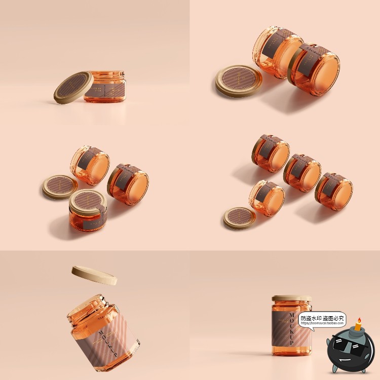 图片[26]-玻璃罐蜂蜜琥珀色密封多规格透明瓶展示贴图PSD模板样机集PS素材-设计猿