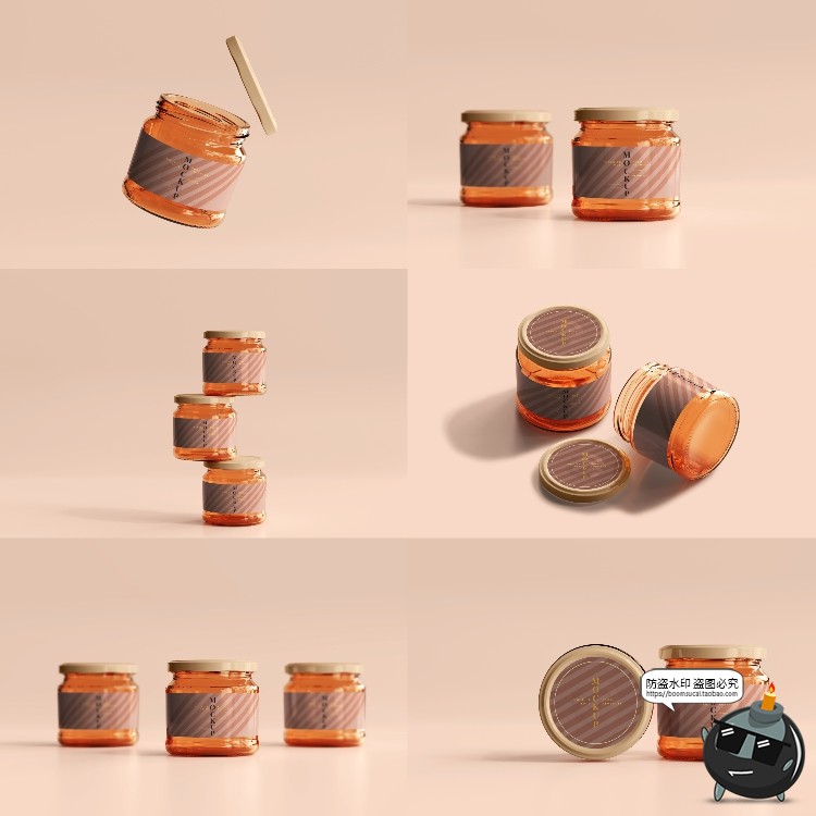 图片[28]-玻璃罐蜂蜜琥珀色密封多规格透明瓶展示贴图PSD模板样机集PS素材-设计猿