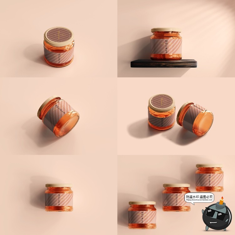 图片[29]-玻璃罐蜂蜜琥珀色密封多规格透明瓶展示贴图PSD模板样机集PS素材-设计猿