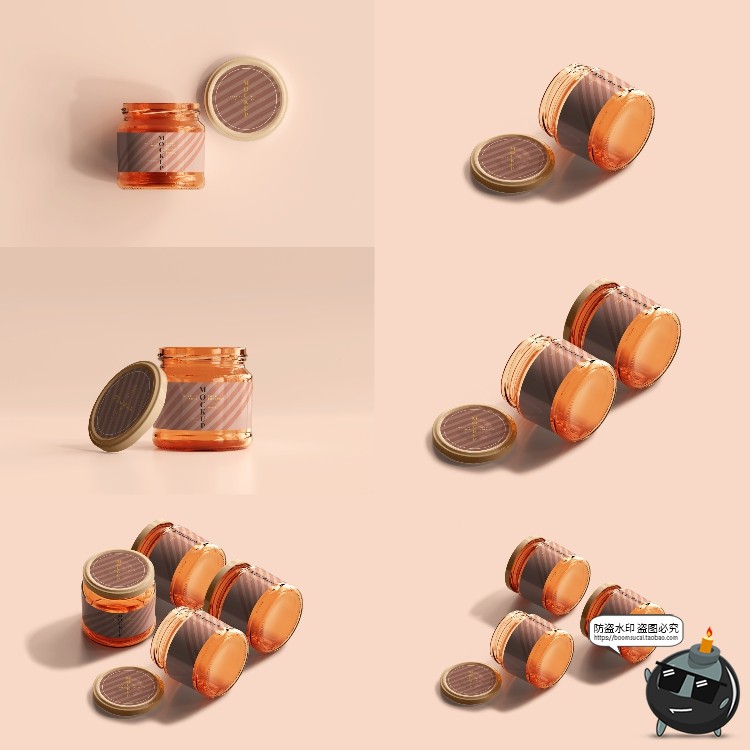 图片[30]-玻璃罐蜂蜜琥珀色密封多规格透明瓶展示贴图PSD模板样机集PS素材-设计猿