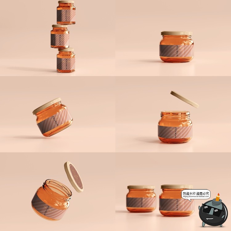 图片[31]-玻璃罐蜂蜜琥珀色密封多规格透明瓶展示贴图PSD模板样机集PS素材-设计猿