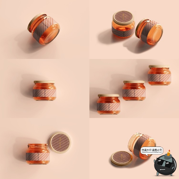 图片[33]-玻璃罐蜂蜜琥珀色密封多规格透明瓶展示贴图PSD模板样机集PS素材-设计猿
