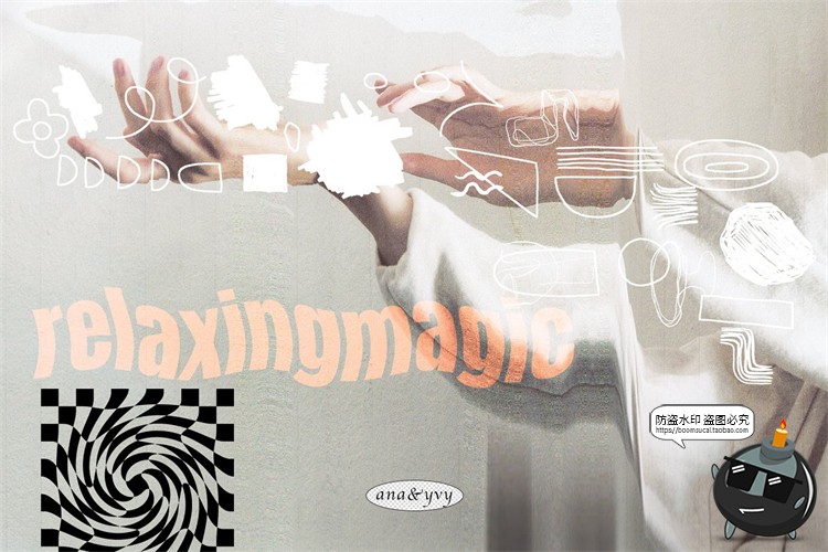 图片[9]-迷幻专题剪贴画 复古90年代酸性扭曲艺术PNG免抠装饰AI矢量素材-设计猿