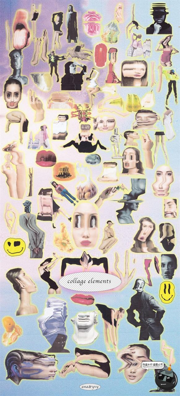 图片[10]-迷幻专题剪贴画 复古90年代酸性扭曲艺术PNG免抠装饰AI矢量素材-设计猿