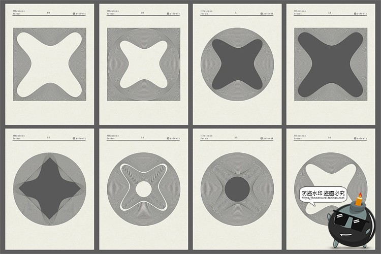 图片[1]-艺术抽象科幻摩尔纹几何扭曲水波纹潮流背景底纹AI矢量PNG素材-设计猿