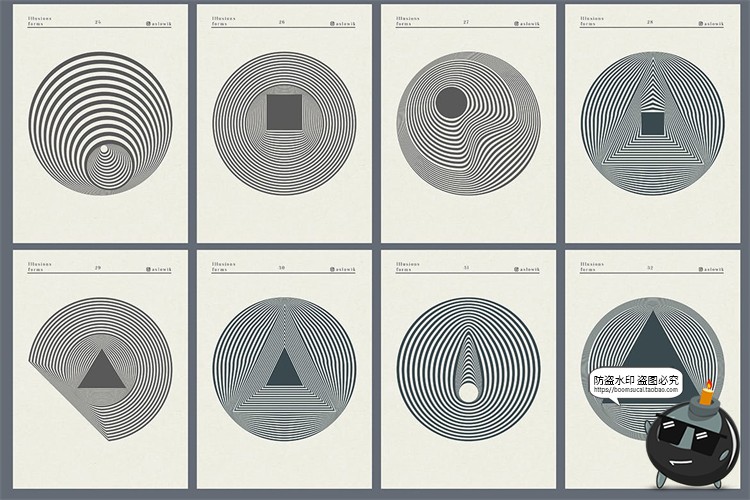 图片[4]-艺术抽象科幻摩尔纹几何扭曲水波纹潮流背景底纹AI矢量PNG素材-设计猿