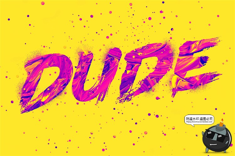 图片[6]-丙烯酸文艺多彩颜料染料文本标题ASL样式字体特效样机PSD模板素材-设计猿