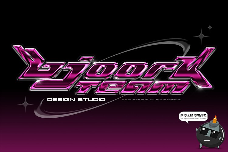 图片[1]-酸性艺术金属镀铬文字机能赛博效果字体特效样机PSD模板PS素材-设计猿