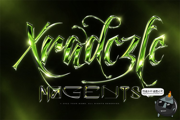 图片[2]-酸性艺术金属镀铬文字机能赛博效果字体特效样机PSD模板PS素材-设计猿