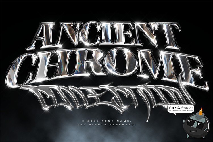 图片[4]-酸性艺术金属镀铬文字机能赛博效果字体特效样机PSD模板PS素材-设计猿