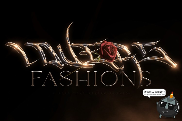 图片[5]-酸性艺术金属镀铬文字机能赛博效果字体特效样机PSD模板PS素材-设计猿