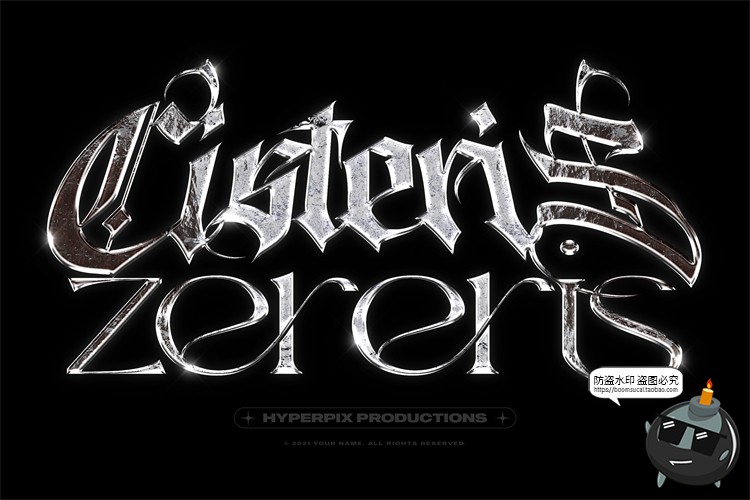 图片[6]-酸性艺术金属镀铬文字机能赛博效果字体特效样机PSD模板PS素材-设计猿