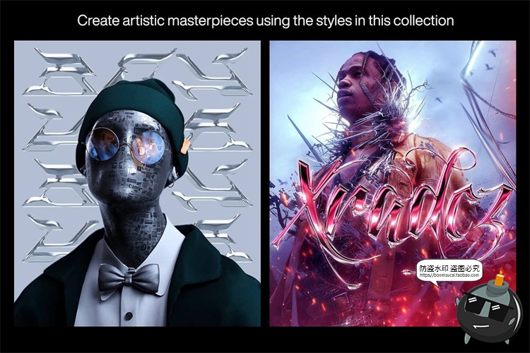 图片[9]-酸性艺术金属镀铬文字机能赛博效果字体特效样机PSD模板PS素材-设计猿