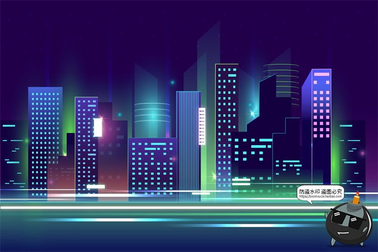 图片[7]-赛博朋克复古蒸汽波网格霓虹科技科幻未来城市街道AI矢量插画素材-设计猿