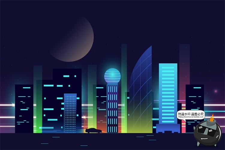 图片[8]-赛博朋克复古蒸汽波网格霓虹科技科幻未来城市街道AI矢量插画素材-设计猿