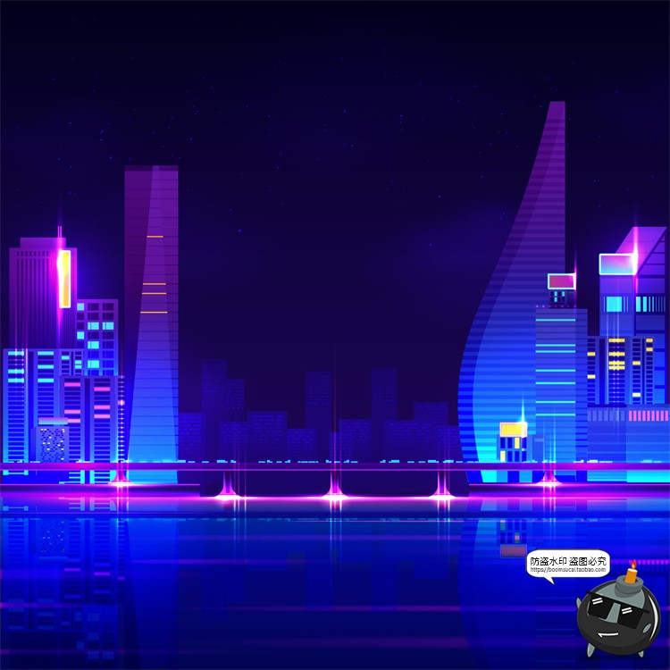 图片[14]-赛博朋克复古蒸汽波网格霓虹科技科幻未来城市街道AI矢量插画素材-设计猿