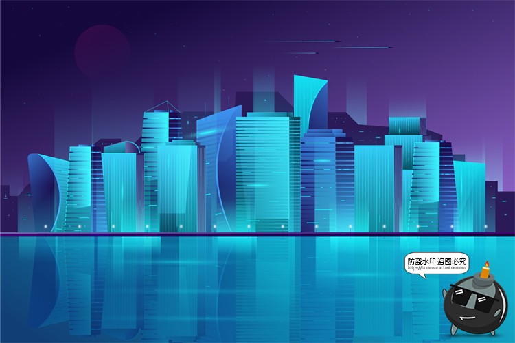 图片[17]-赛博朋克复古蒸汽波网格霓虹科技科幻未来城市街道AI矢量插画素材-设计猿