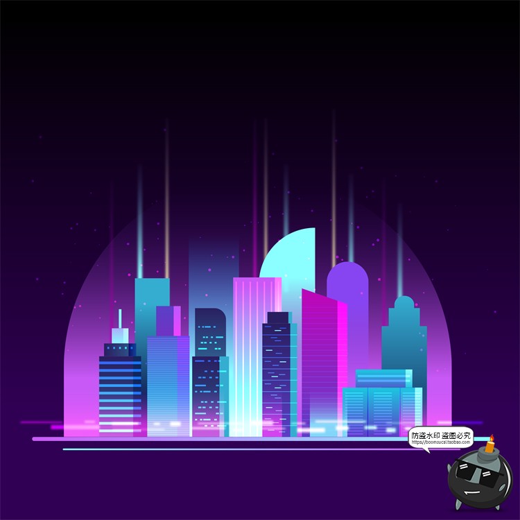 图片[24]-赛博朋克复古蒸汽波网格霓虹科技科幻未来城市街道AI矢量插画素材-设计猿