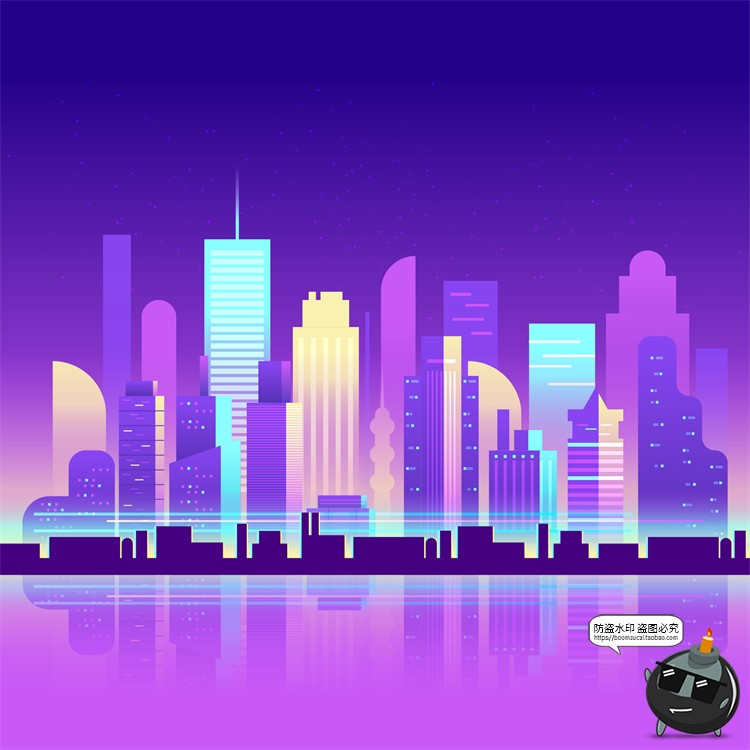 图片[25]-赛博朋克复古蒸汽波网格霓虹科技科幻未来城市街道AI矢量插画素材-设计猿