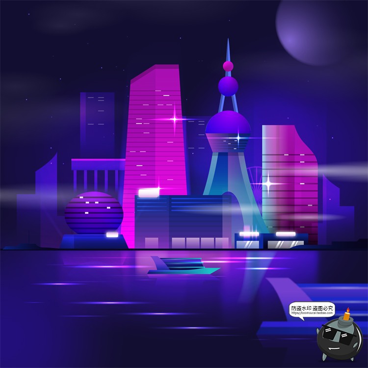 图片[27]-赛博朋克复古蒸汽波网格霓虹科技科幻未来城市街道AI矢量插画素材-设计猿