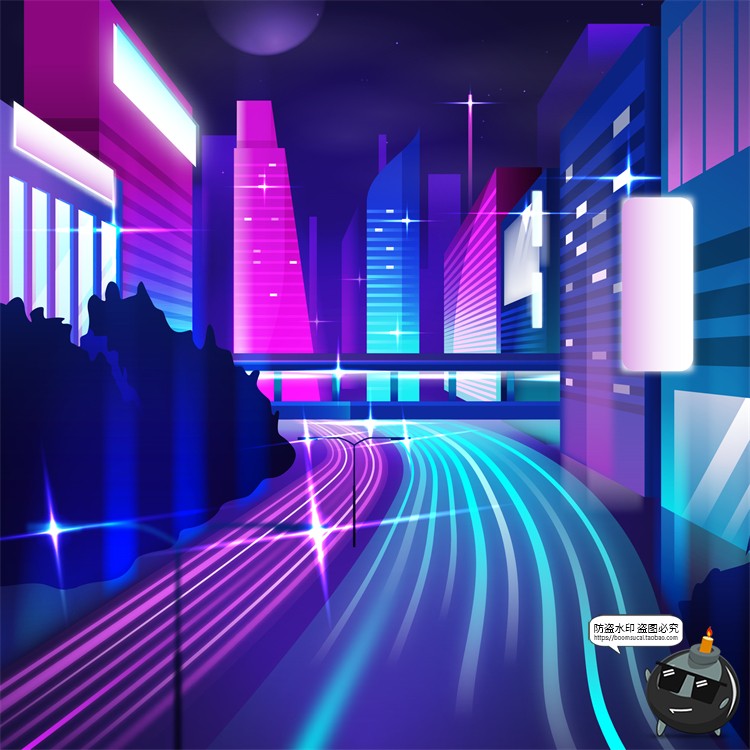 图片[28]-赛博朋克复古蒸汽波网格霓虹科技科幻未来城市街道AI矢量插画素材-设计猿