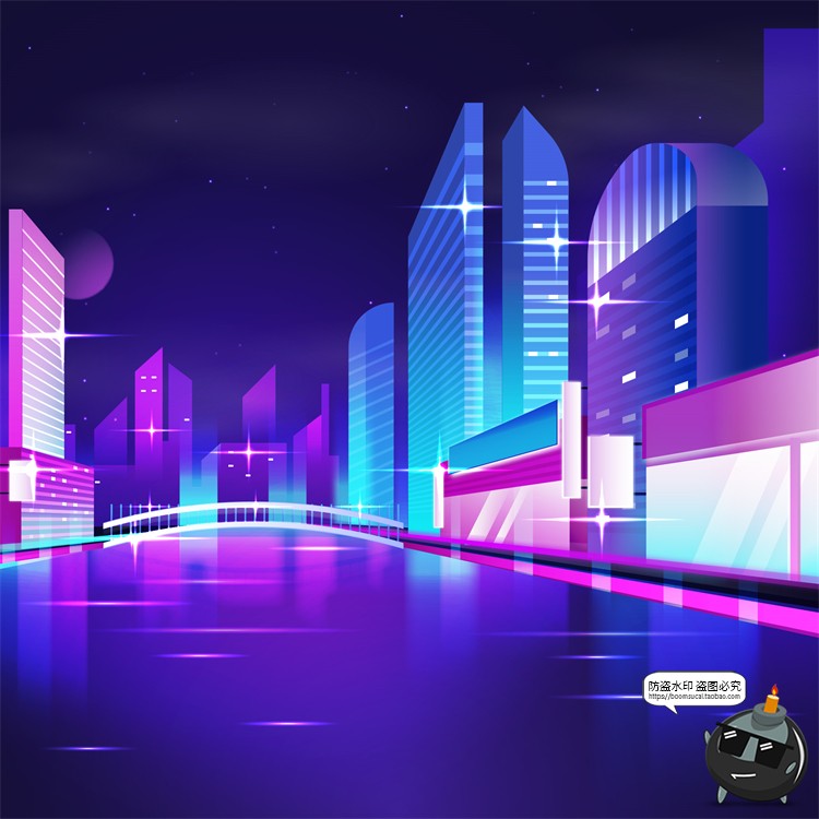 图片[29]-赛博朋克复古蒸汽波网格霓虹科技科幻未来城市街道AI矢量插画素材-设计猿