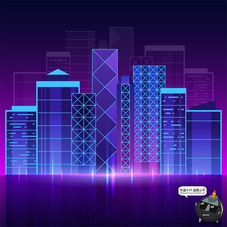 图片[34]-赛博朋克复古蒸汽波网格霓虹科技科幻未来城市街道AI矢量插画素材-设计猿