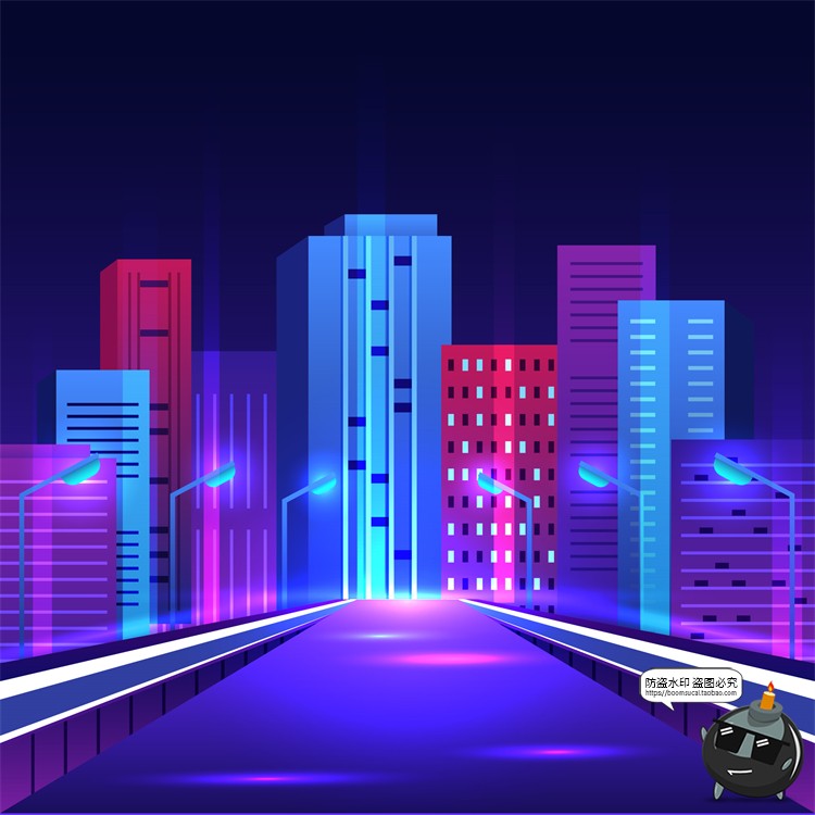 图片[39]-赛博朋克复古蒸汽波网格霓虹科技科幻未来城市街道AI矢量插画素材-设计猿