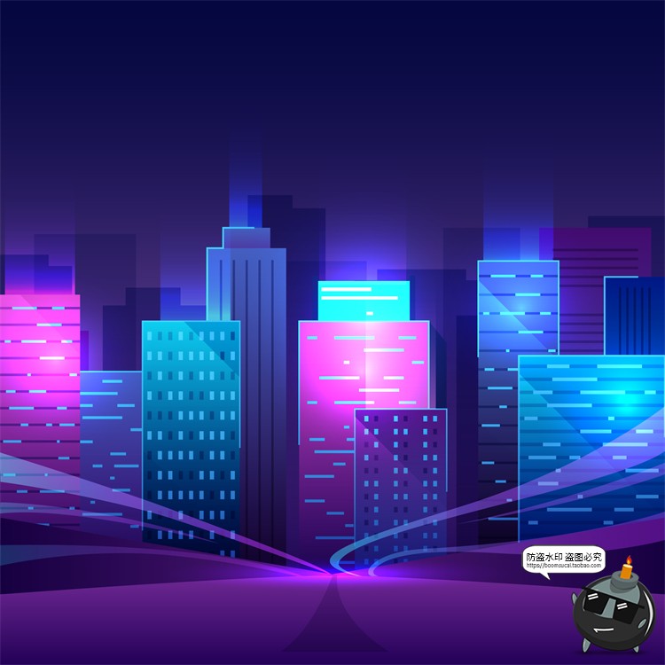 图片[40]-赛博朋克复古蒸汽波网格霓虹科技科幻未来城市街道AI矢量插画素材-设计猿