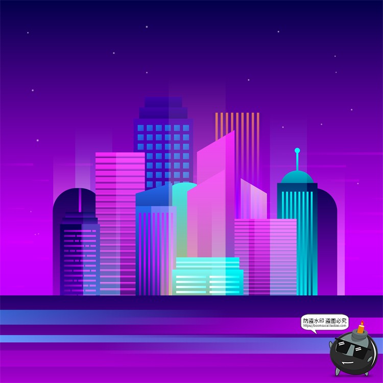 图片[42]-赛博朋克复古蒸汽波网格霓虹科技科幻未来城市街道AI矢量插画素材-设计猿