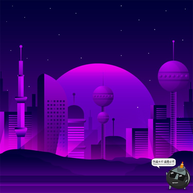 图片[45]-赛博朋克复古蒸汽波网格霓虹科技科幻未来城市街道AI矢量插画素材-设计猿