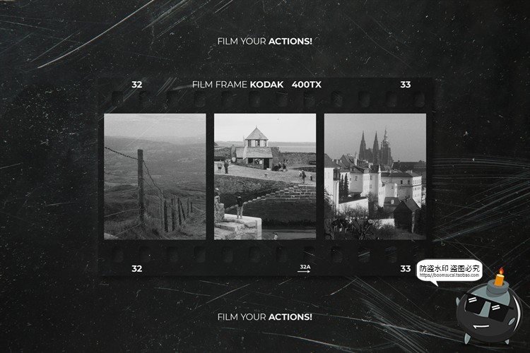 图片[1]-复古文艺胶卷做旧电影相框胶片边框PSD模板样机PNG免抠PS素材-设计猿