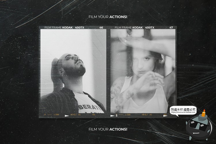 图片[2]-复古文艺胶卷做旧电影相框胶片边框PSD模板样机PNG免抠PS素材-设计猿