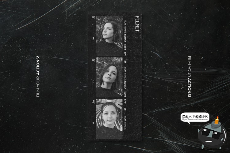 图片[9]-复古文艺胶卷做旧电影相框胶片边框PSD模板样机PNG免抠PS素材-设计猿