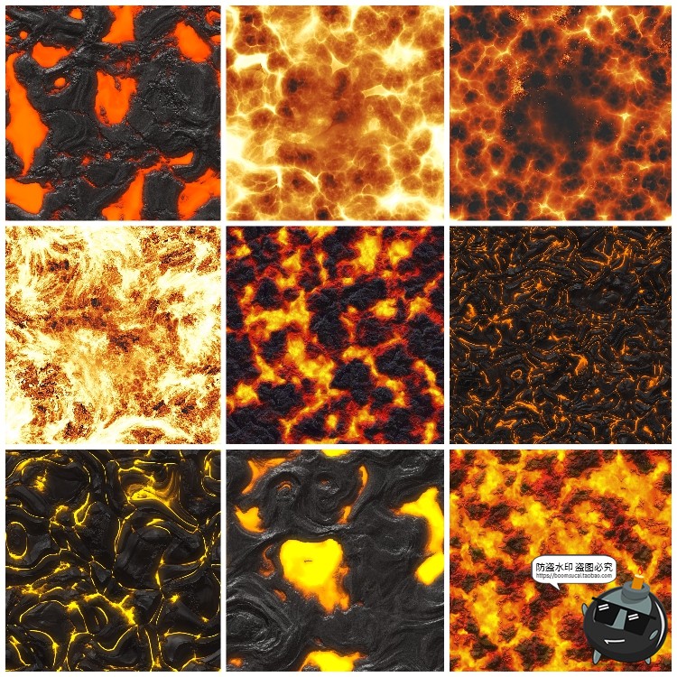 图片[1]-火焰熔岩火山岩浆无缝拼接平铺肌理背景底纹后期合成JPG图片素材-设计猿
