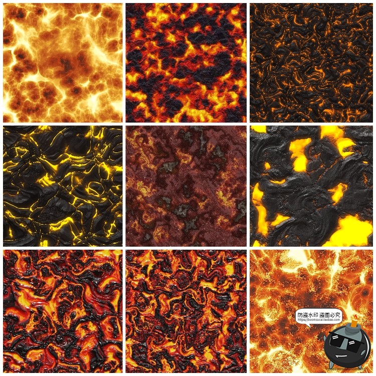 图片[2]-火焰熔岩火山岩浆无缝拼接平铺肌理背景底纹后期合成JPG图片素材-设计猿