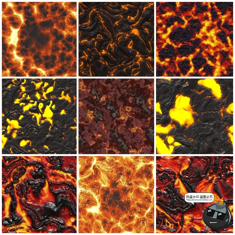 图片[3]-火焰熔岩火山岩浆无缝拼接平铺肌理背景底纹后期合成JPG图片素材-设计猿