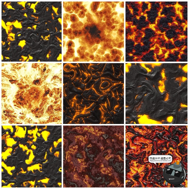 图片[4]-火焰熔岩火山岩浆无缝拼接平铺肌理背景底纹后期合成JPG图片素材-设计猿