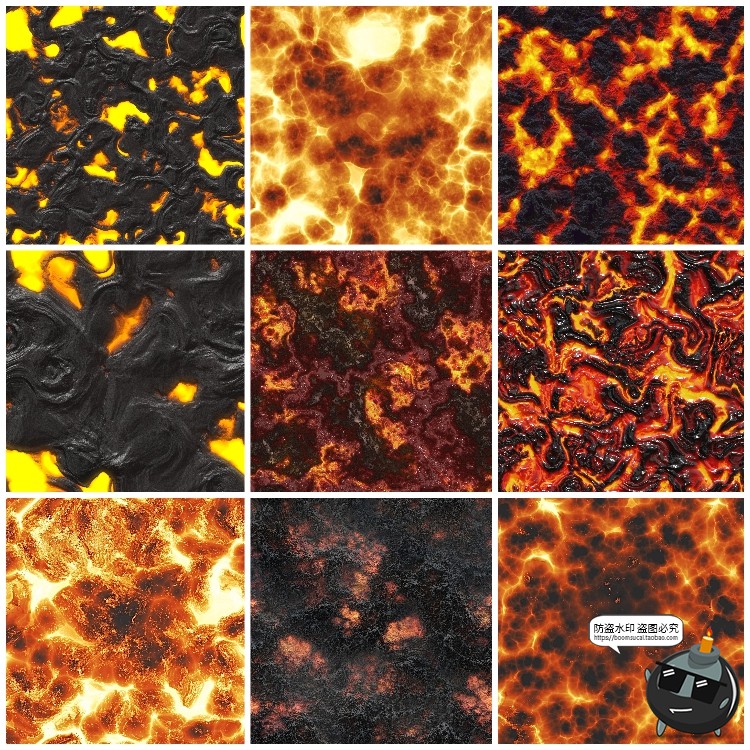 图片[5]-火焰熔岩火山岩浆无缝拼接平铺肌理背景底纹后期合成JPG图片素材-设计猿
