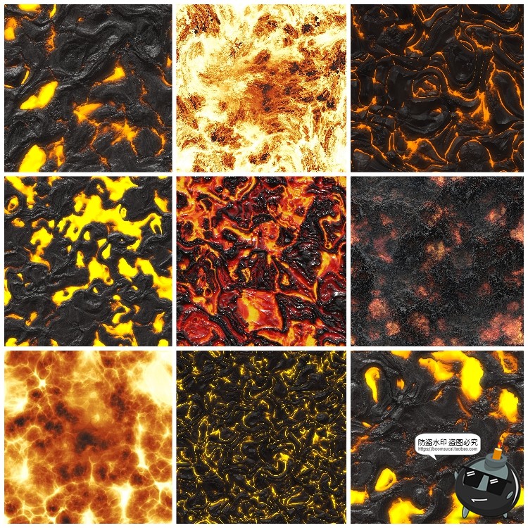图片[6]-火焰熔岩火山岩浆无缝拼接平铺肌理背景底纹后期合成JPG图片素材-设计猿