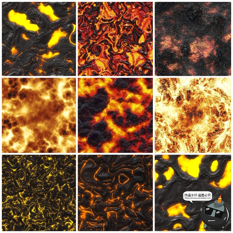 图片[7]-火焰熔岩火山岩浆无缝拼接平铺肌理背景底纹后期合成JPG图片素材-设计猿